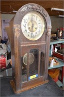 Antique Oak Wall Clock Gymbal Gong