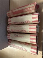 5 ROLLS OF VINTAGE WHEAT PENNIES