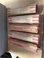 5 ROLLS OF VINTAGE WHEAT PENNIES