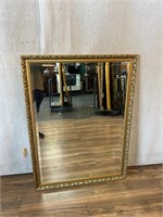 Large Dahlia Gold Frame Bevel Mirror