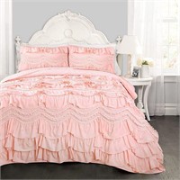 3 Piece King Size Bedding Set Peach/Blush