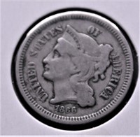 1866 3 CENT PIECE VG