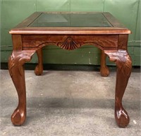 Cherry Glass Top End Table