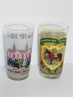 2 Vtg Kentucky Derby Drinking Glasses - Churchhill