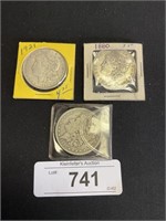 1889-81, 1921 Silver Morgan Dollar Coins.