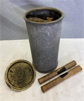 Vintage Flare Canister With Flares. NOTES