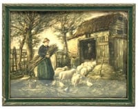 Vintage Numbered Pastoral Farm Scene Framed Print