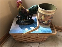 Chicken door stop tin & picnic basket (w/ recipes)