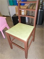 Antique Wooden Chair w/Vinyl Seat