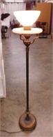 Vintage floor lamp w/ torchiere milk glass shade,