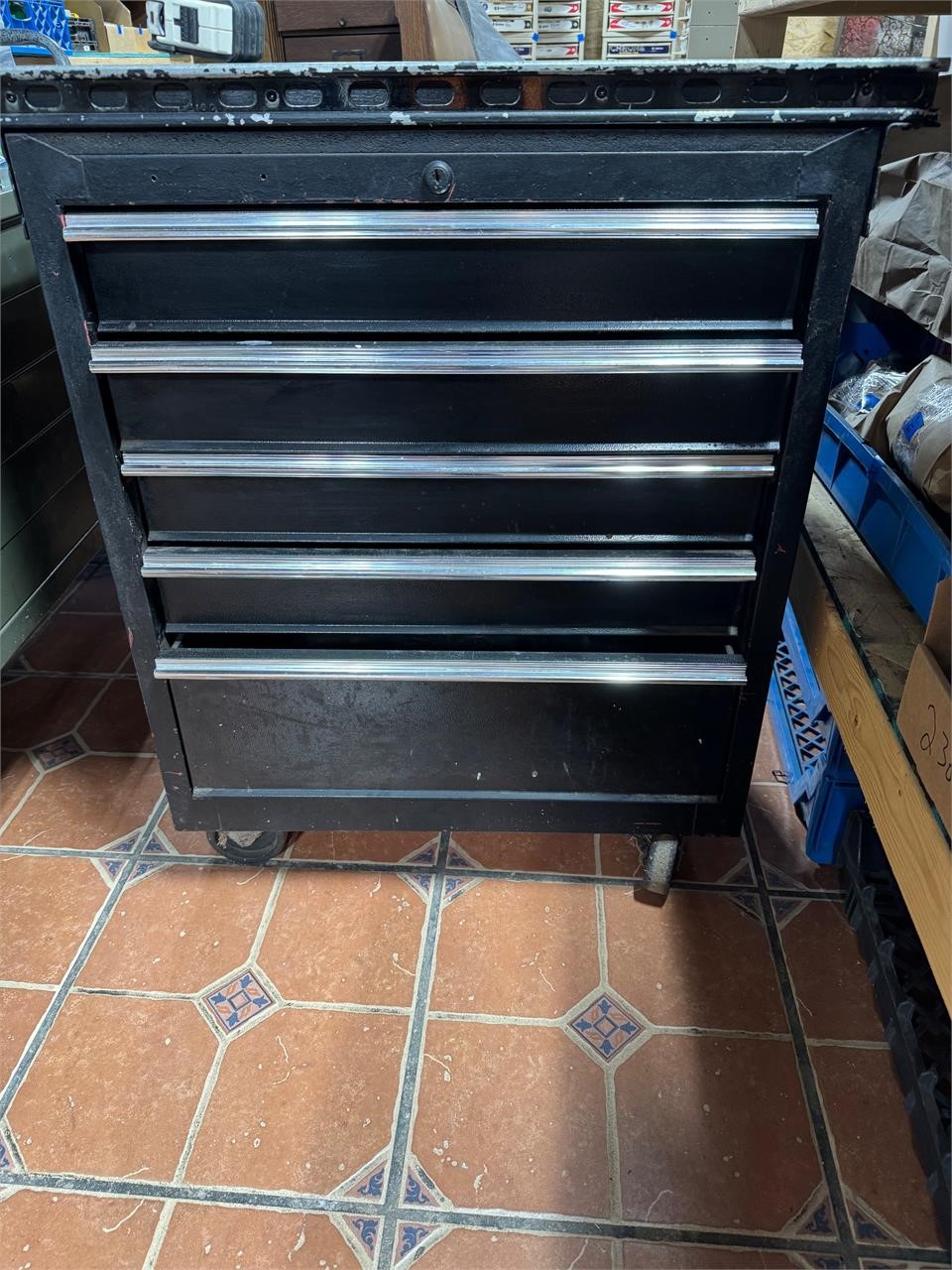 Tool chest with added wood top and 30" x 18" x 35"