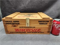 Contemporary wood Winchester ammo box.   14.5" L