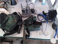 binoculars, radios, bp cuff