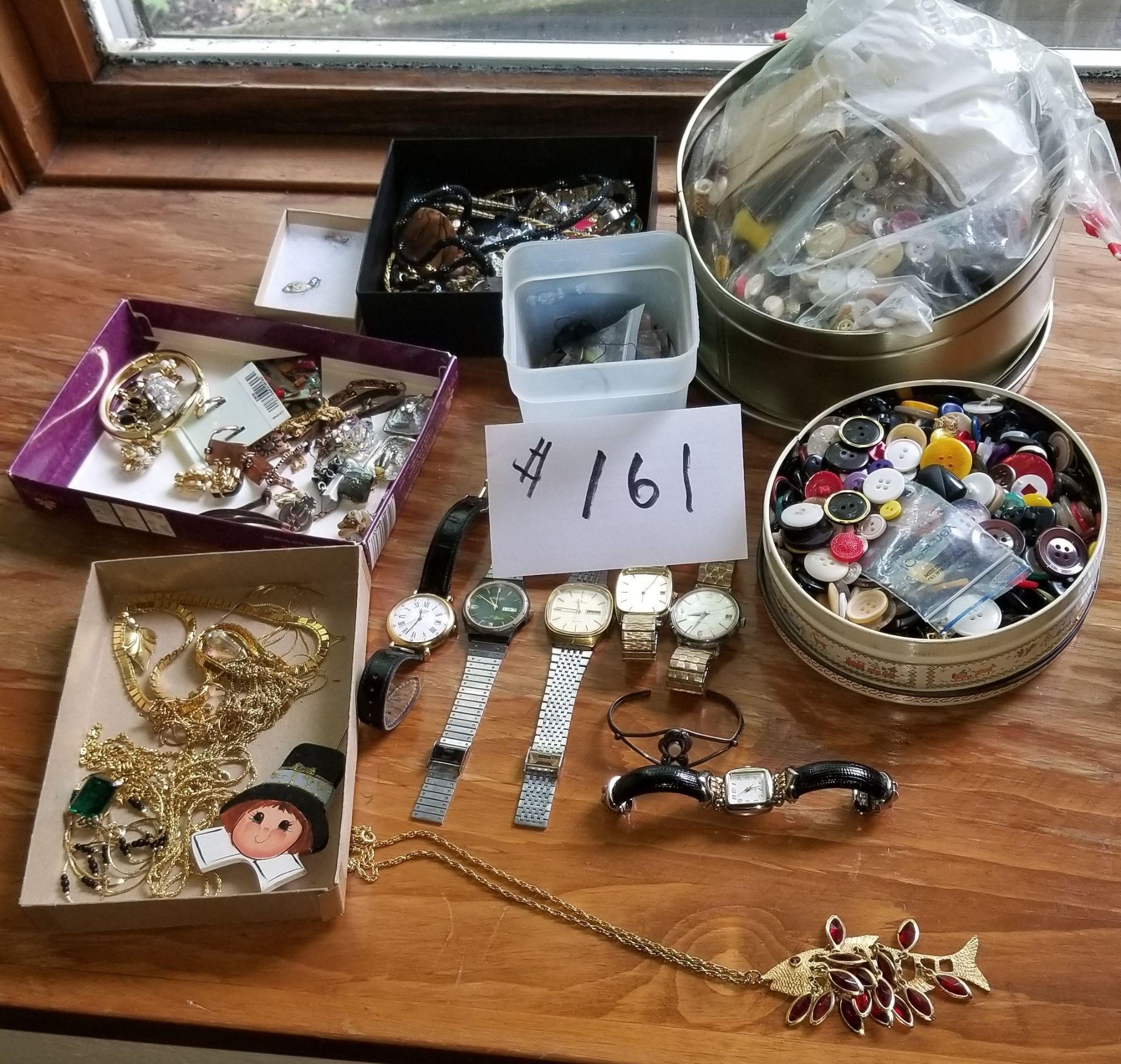 Buttons, Jewelry Items, Watches