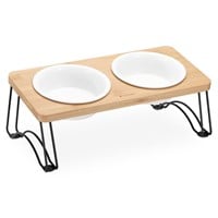 Navaris Double Dog Bowls and Stand - Set of 2 Pet