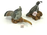 Lot of 2 Contemp. Carved Birds