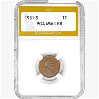 1931-S Wheat Cent PGA MS64 RB