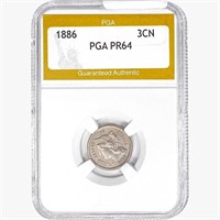 1886 Nickel Three Cent PGA PR64