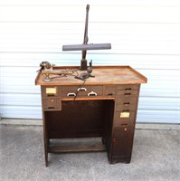 ANTIQUE WATCH MAKERS CABINET & TOOLS
