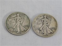 Two Walking Liberty half dollars, 1941