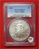2002 American Eagle PCGS MS69 1 Ounce Silver