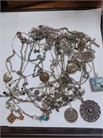 Lot of Silvertone Costume Necklaces