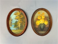 2 small Oval Oil Paintings