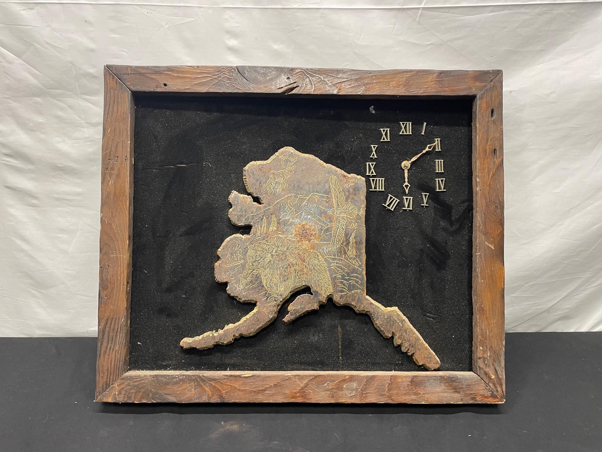 Vintage Clock With Steel Alaska Cutout