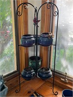 Tiered Plant Stand with Stoneware Plant Pots