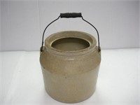 Vintage Crock w/Handle  9 inches tall - chipped