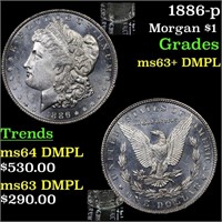 1886-p Morgan $1 Grades Select Unc+ DMPL