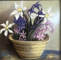 Bess Whitridge Tile, Purple flowers