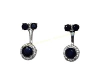 Sterling silver blue sapphires (2.85 cts) & cubic