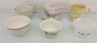 6 vintage tea cups and small bowls
