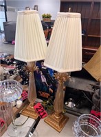 Pair of floral base table lamps