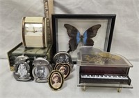 Vintage Ground Piano Music Box, Pewter Frames