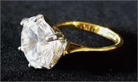 18KT Gold HGE Size 6 Ladies Ring, HUGE Stone