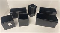 (6) black containers