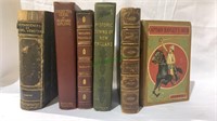 6 antique books, including three leather bound