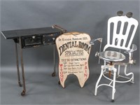 US MILITARY DENTAL CHAIR SIGN & TABLE