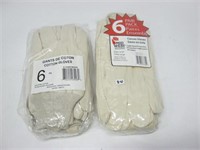 2  New Packages (12 Pair) Canvas Gloves