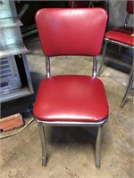 Vintage Solid Red Leather Soda Fountain Chairs