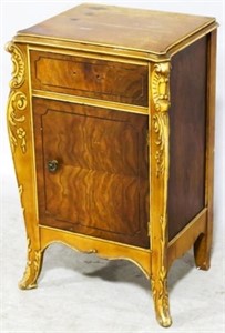 French Carved & Inlaid Nightstand