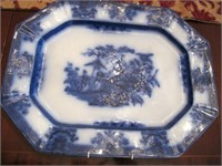 EARLY FLO BLUE AMOY PLATTER, BEAUTIFUL COLOR