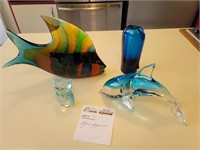 Glass Vase and Glass Figurines