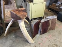 Mahogany chunks and stool