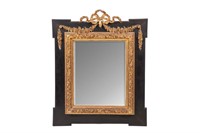 ANTIQUE FRENCH PAINTED & GILT CARVED MIRROR