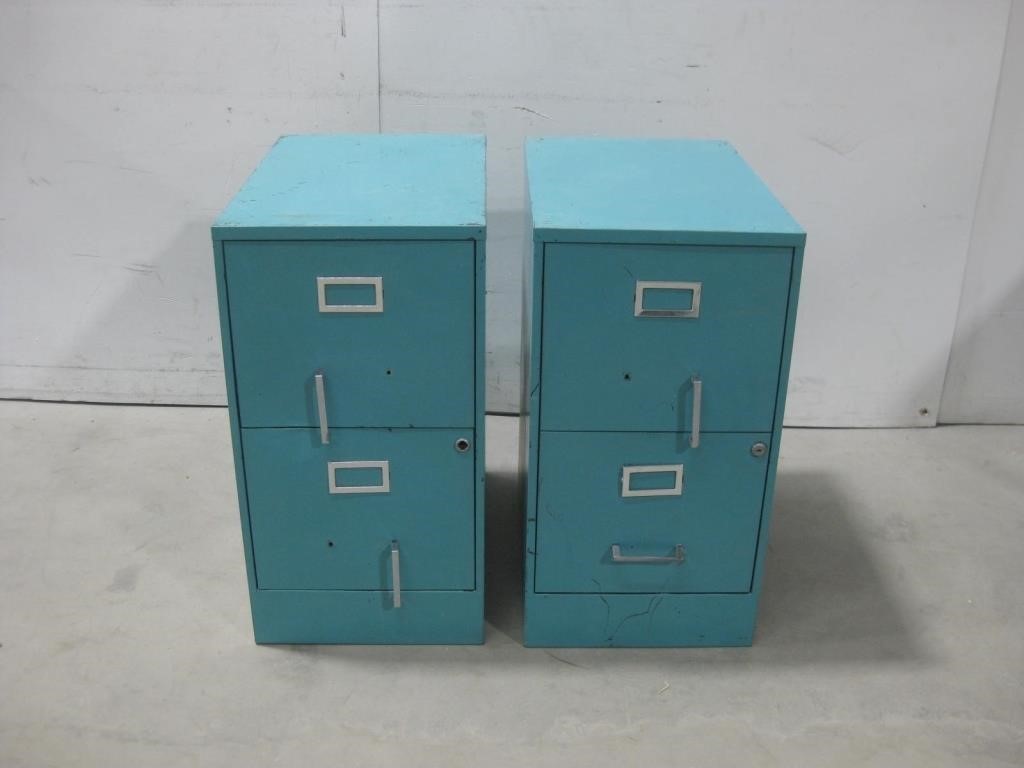 Two Vtg Metal File Cabinets See Info