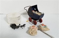 Vintage Wood and Metal Baby Buggy