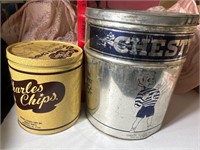 Vintage Charlies Chips tin , Vintage Chesty
